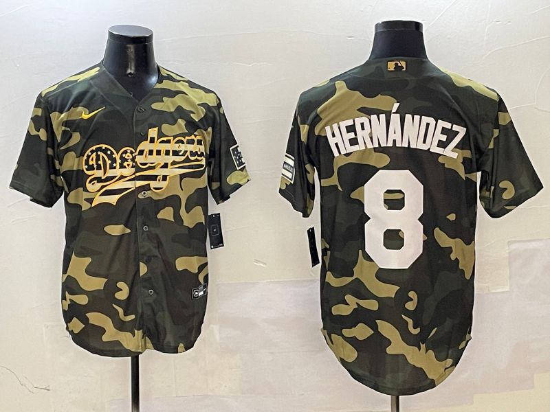 Men Los Angeles Dodgers 8 Hernandez Camo Joint Name 2025 Nike MLB Jersey style 1